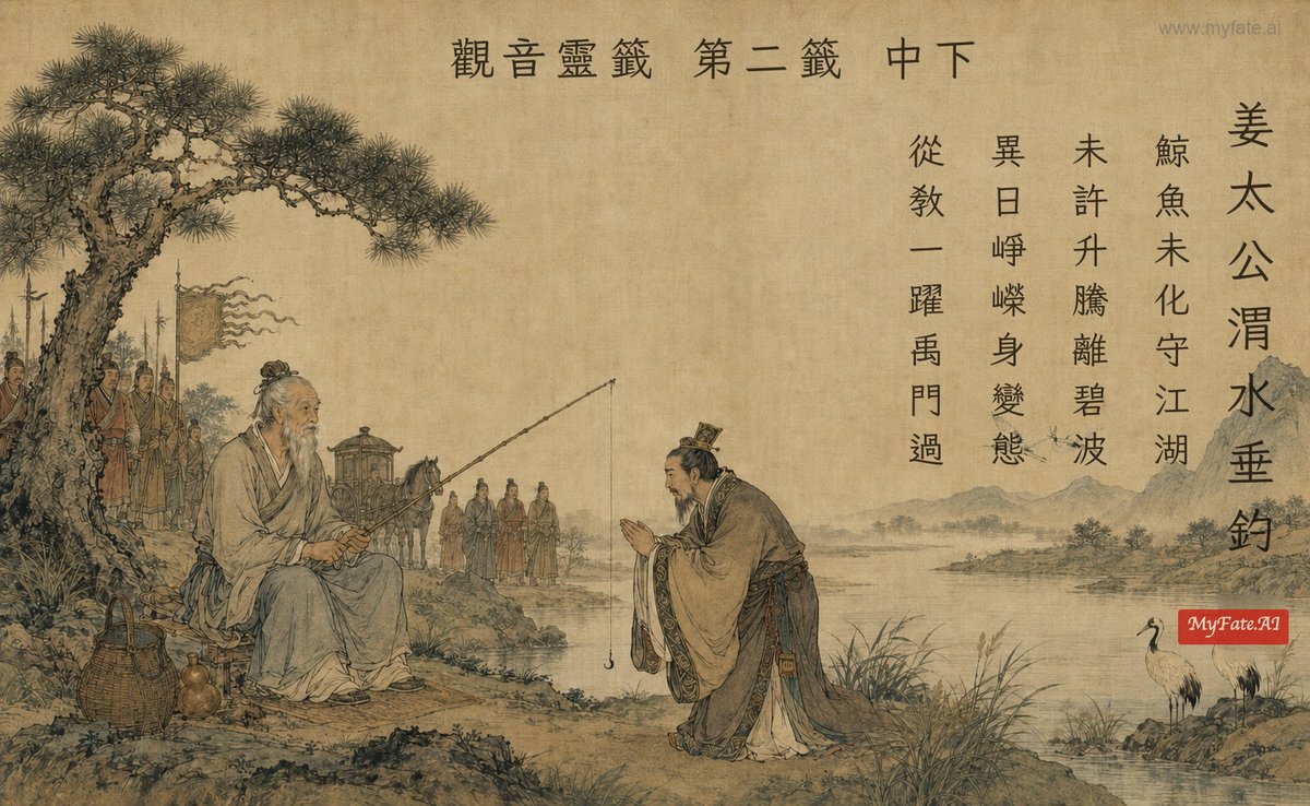 姜太公渭水垂釣 典故插圖