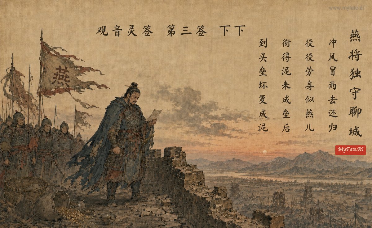 A Yan General Holds Liaocheng Alone — illustration with Chinese inscription