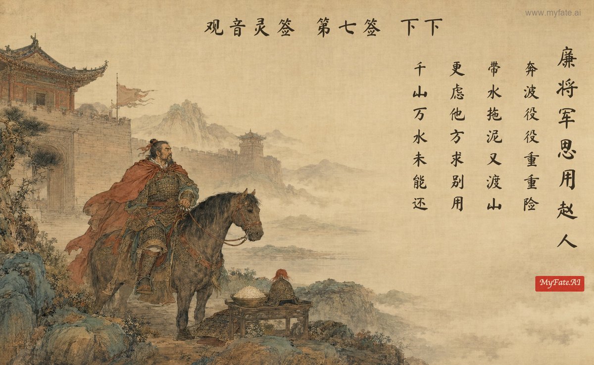 General Lian Longs to Employ Men of Zhao — illustration with Chinese inscription