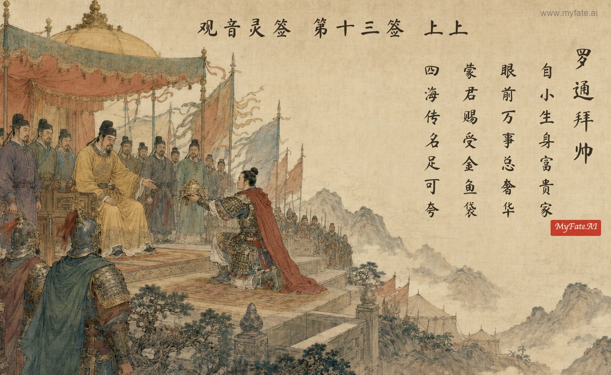 Luo Tong is made marshal — illustration with Chinese inscription