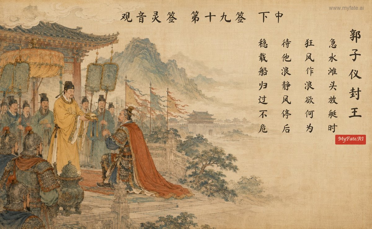 Guo Ziyi is made a prince — illustration with Chinese inscription