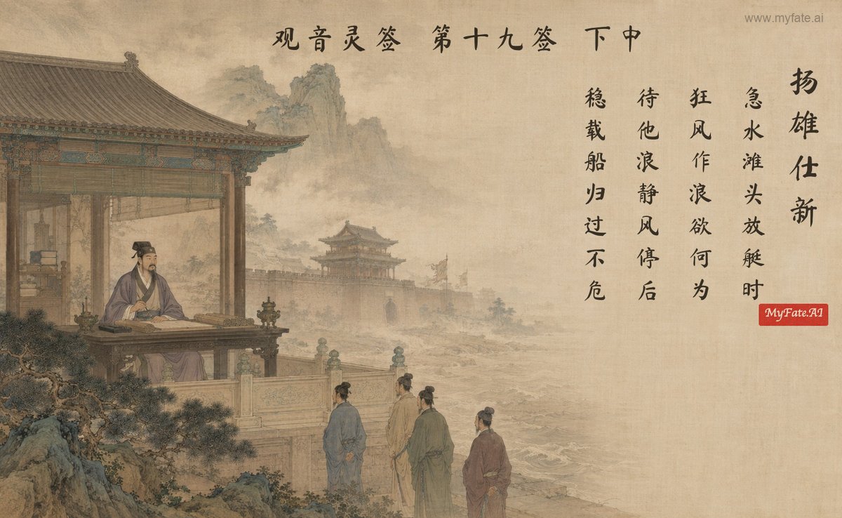 Yang Xiong Serves the Xin Dynasty — illustration with Chinese inscription