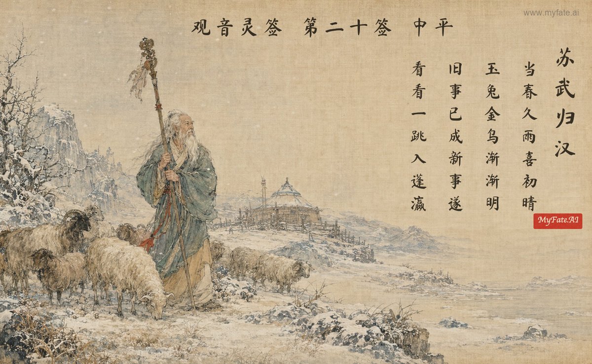 Su Wu Returns to Han — illustration with Chinese inscription