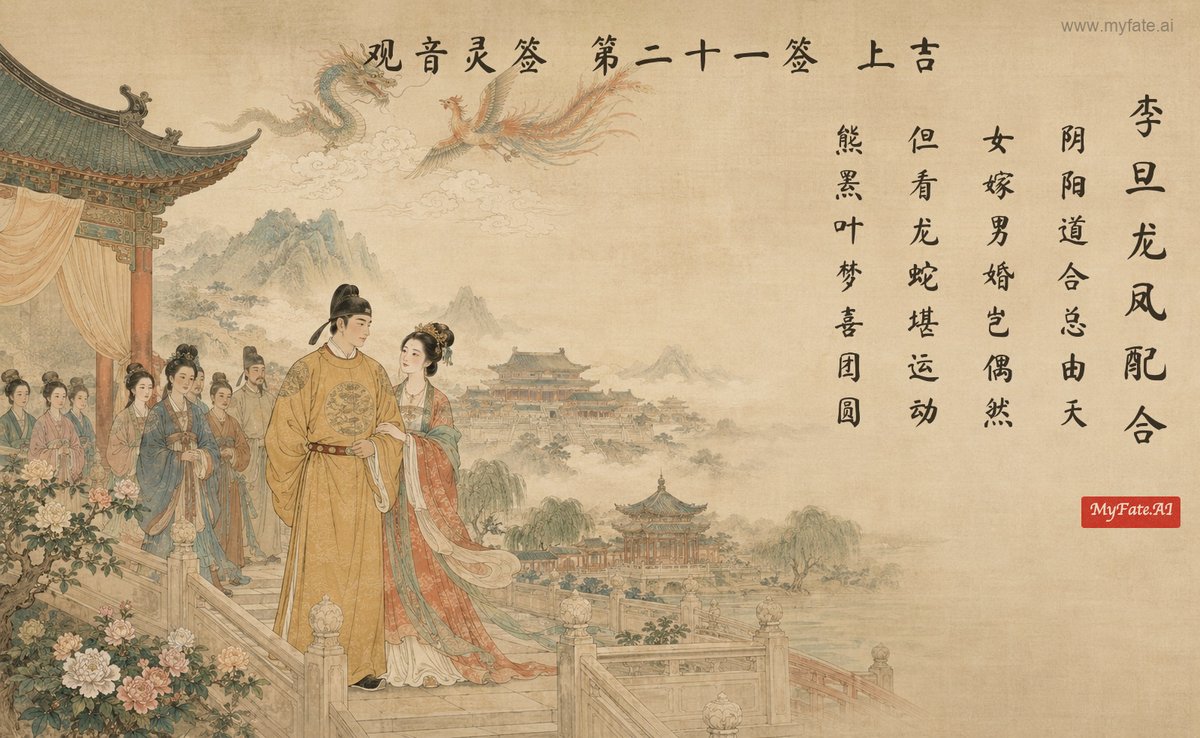Li Dan's auspicious match — illustration with Chinese inscription