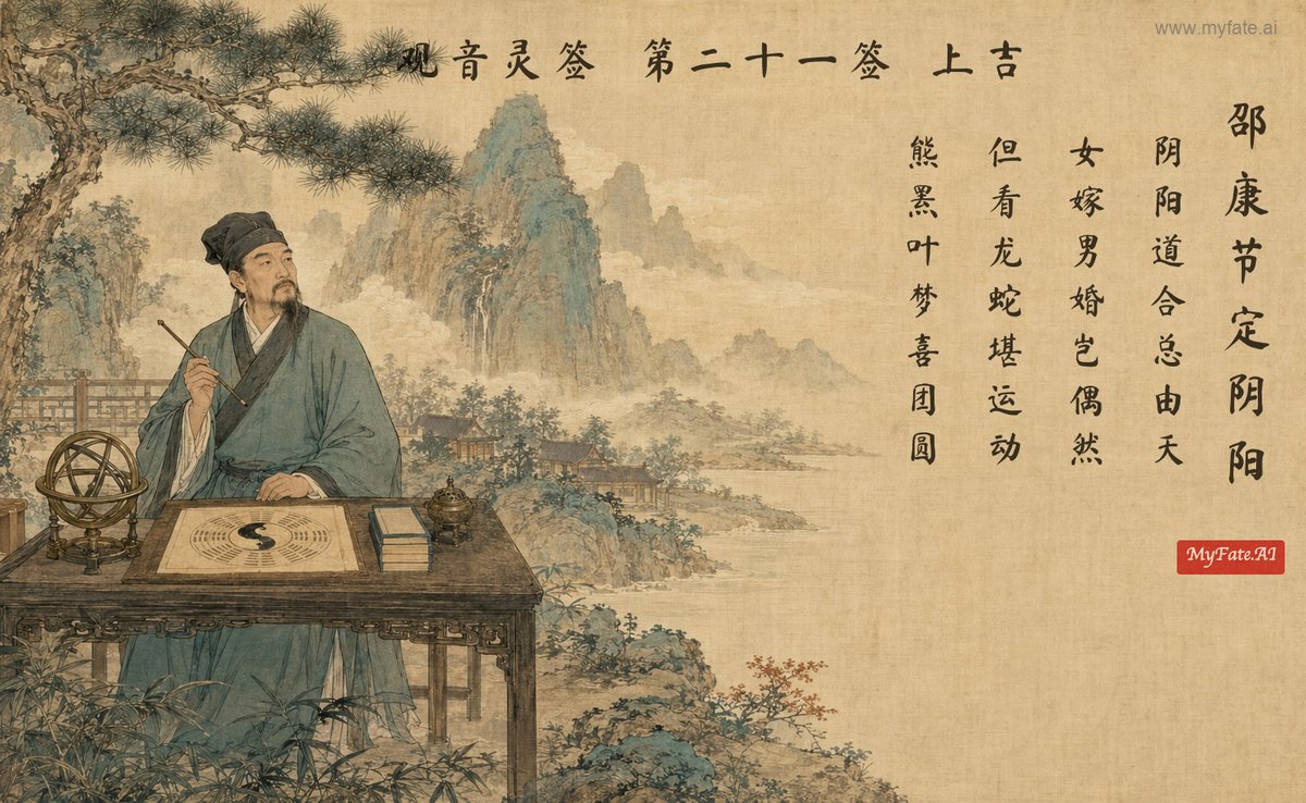 Shao Kangjie Determines Yin and Yang — illustration with Chinese inscription