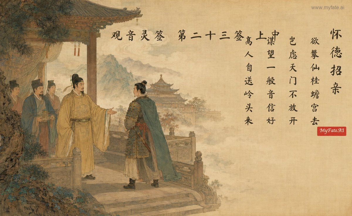 Gao Huaide wins a bride — illustration with Chinese inscription