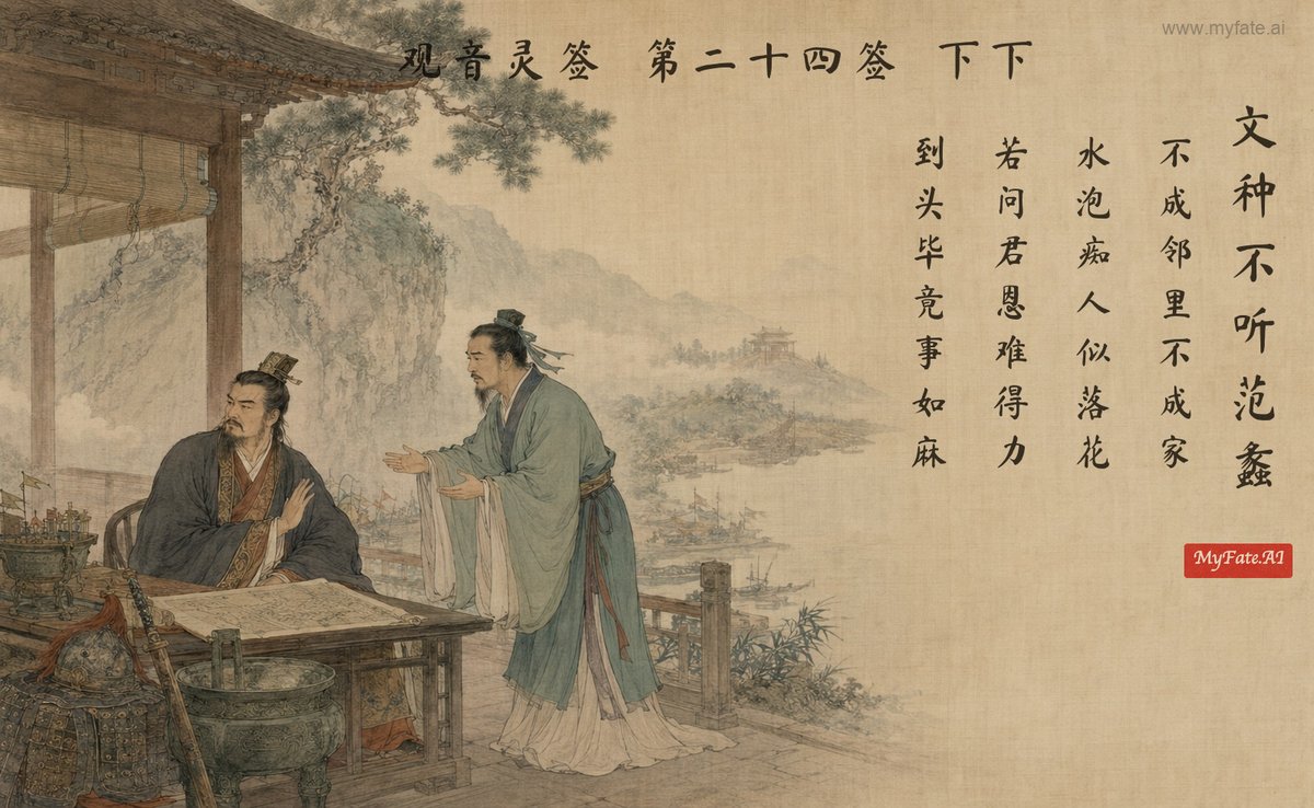 Wen Zhong Ignores Fan Li’s Advice — illustration with Chinese inscription