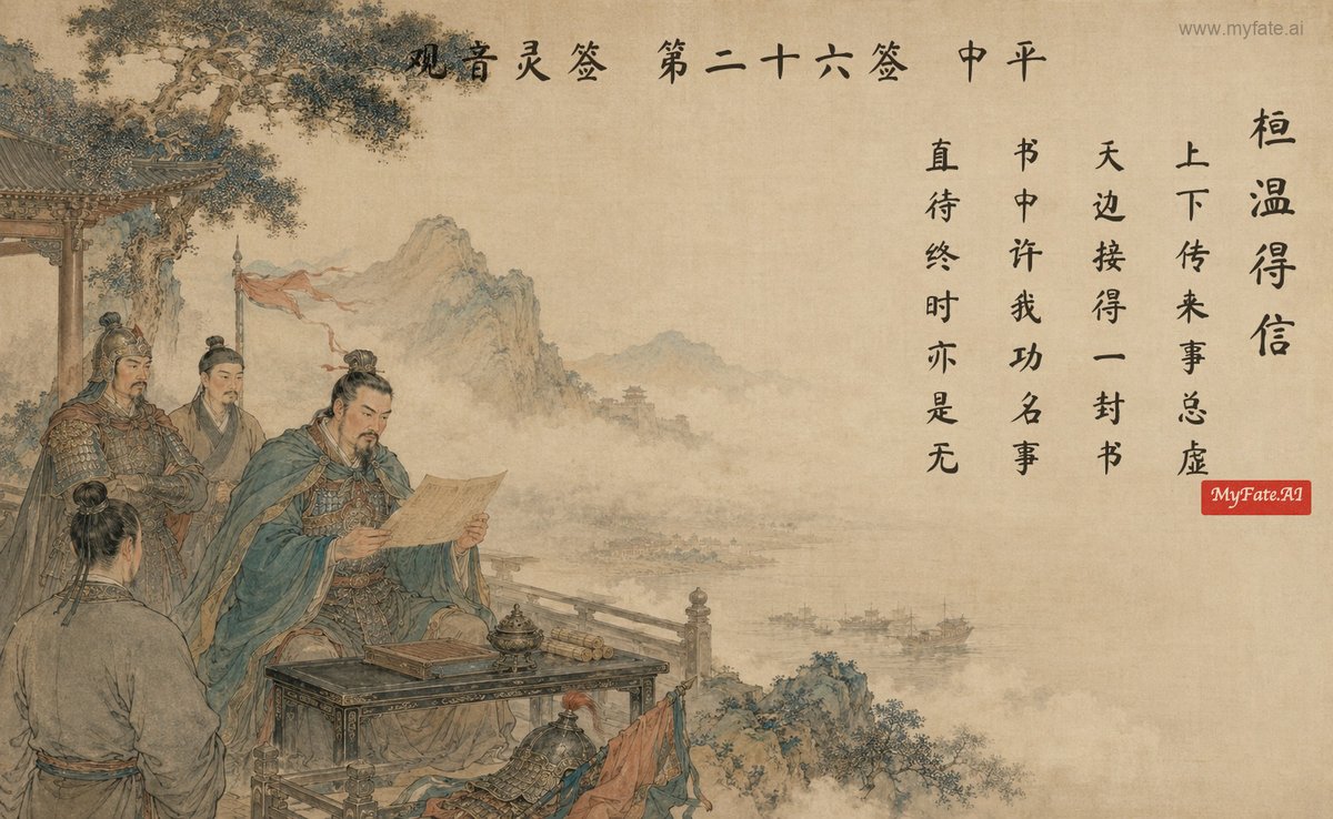 Huan Wen Receives a Letter — illustration with Chinese inscription