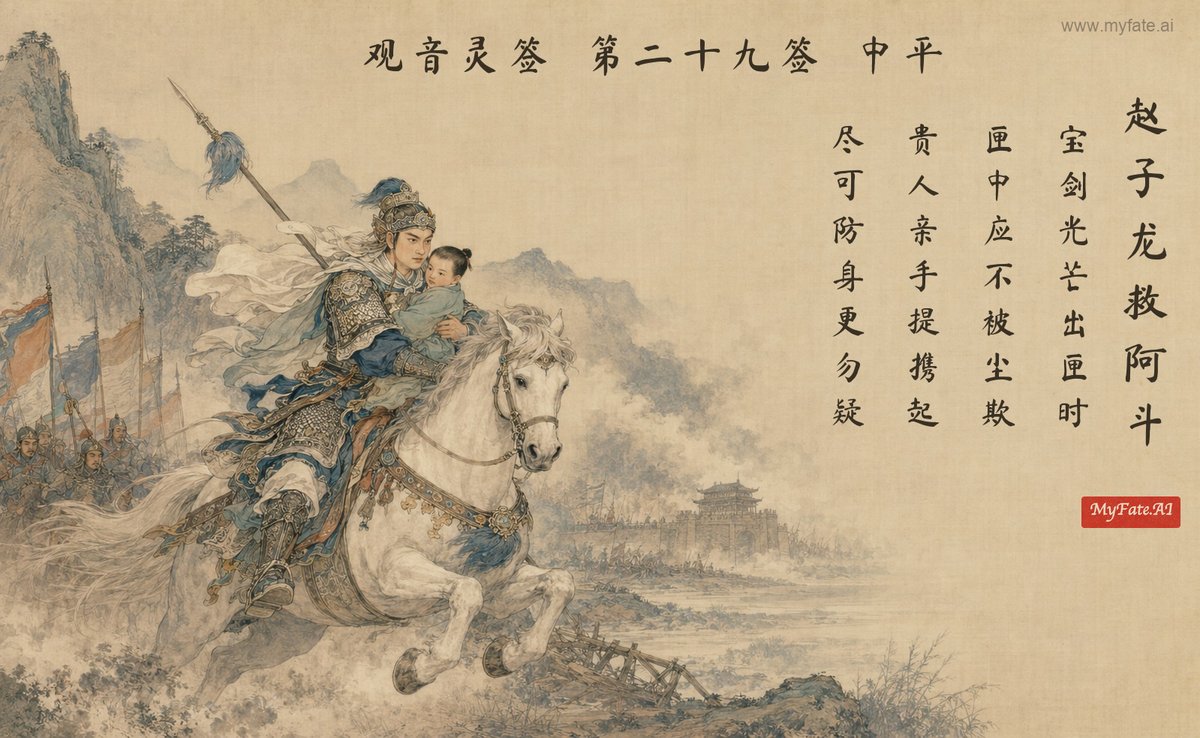 Zhao Zilong rescues Adou — illustration with Chinese inscription