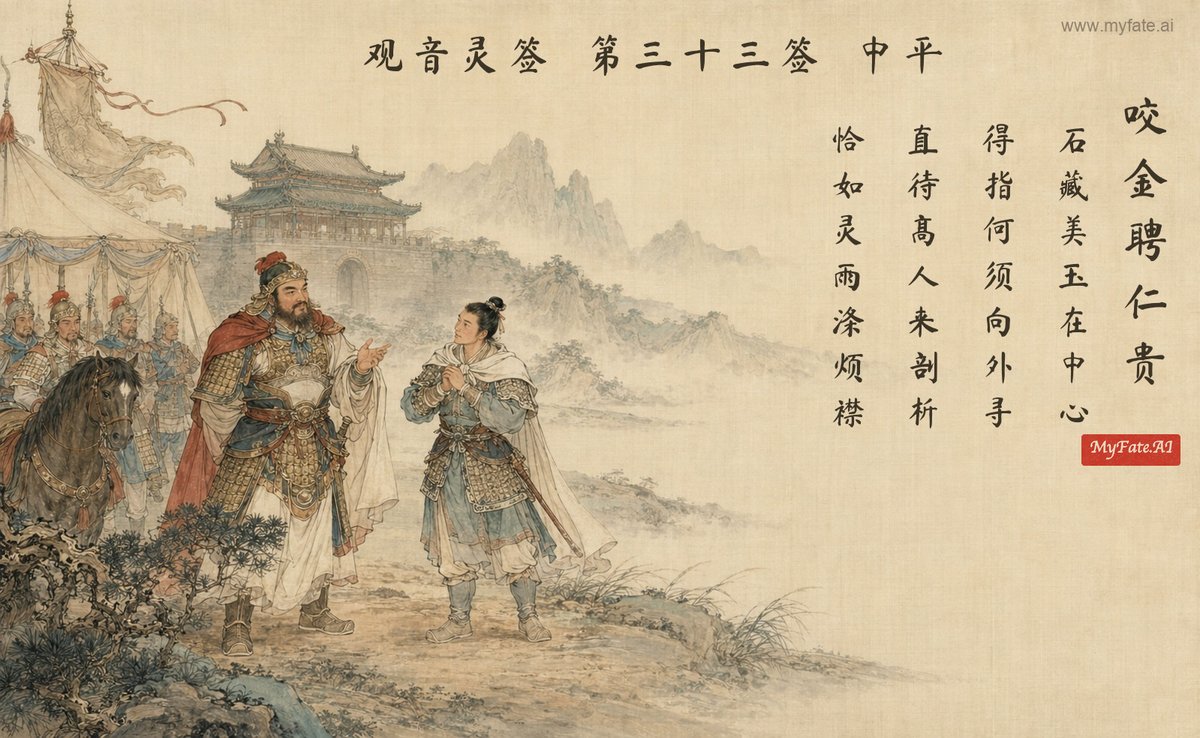 Cheng Yaojin recruits Xue Rengui — illustration with Chinese inscription