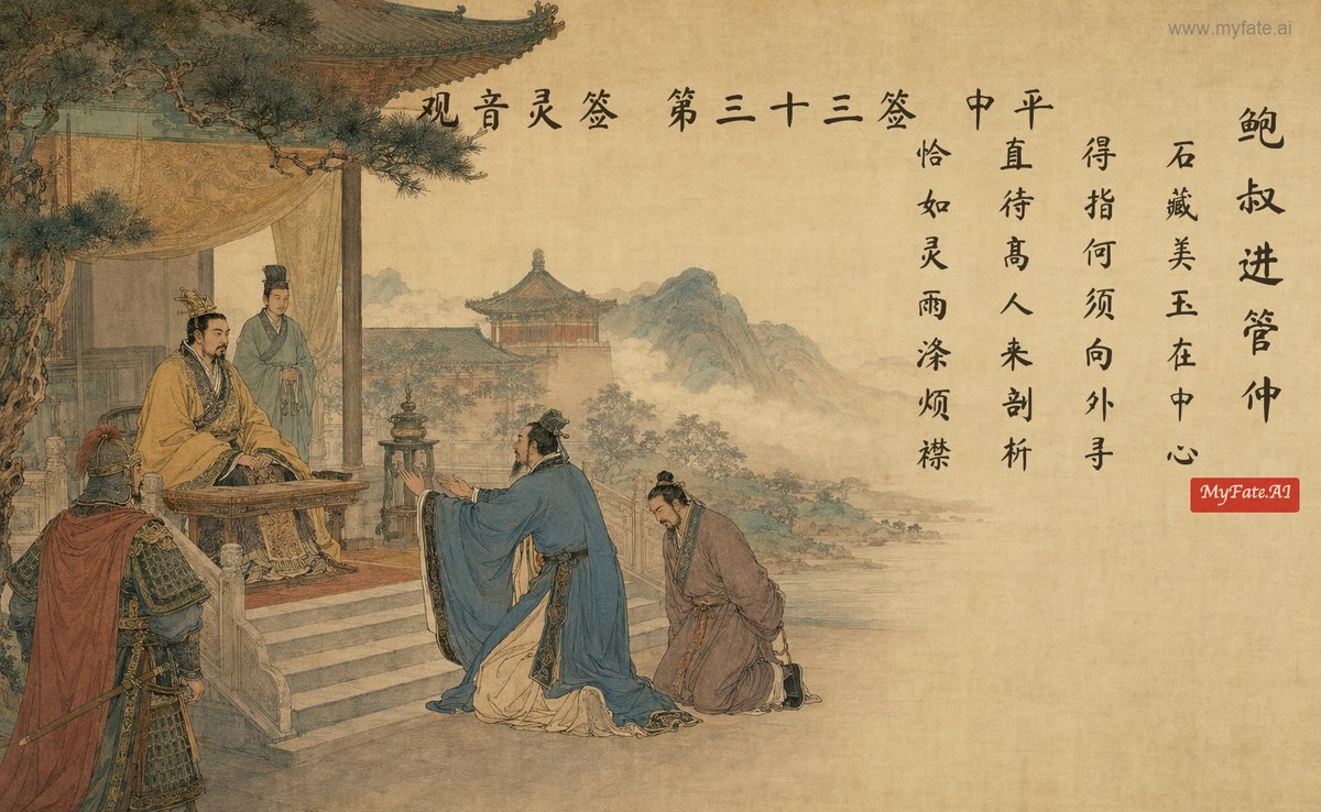 Bao Shuya Recommends Guan Zhong — illustration with Chinese inscription
