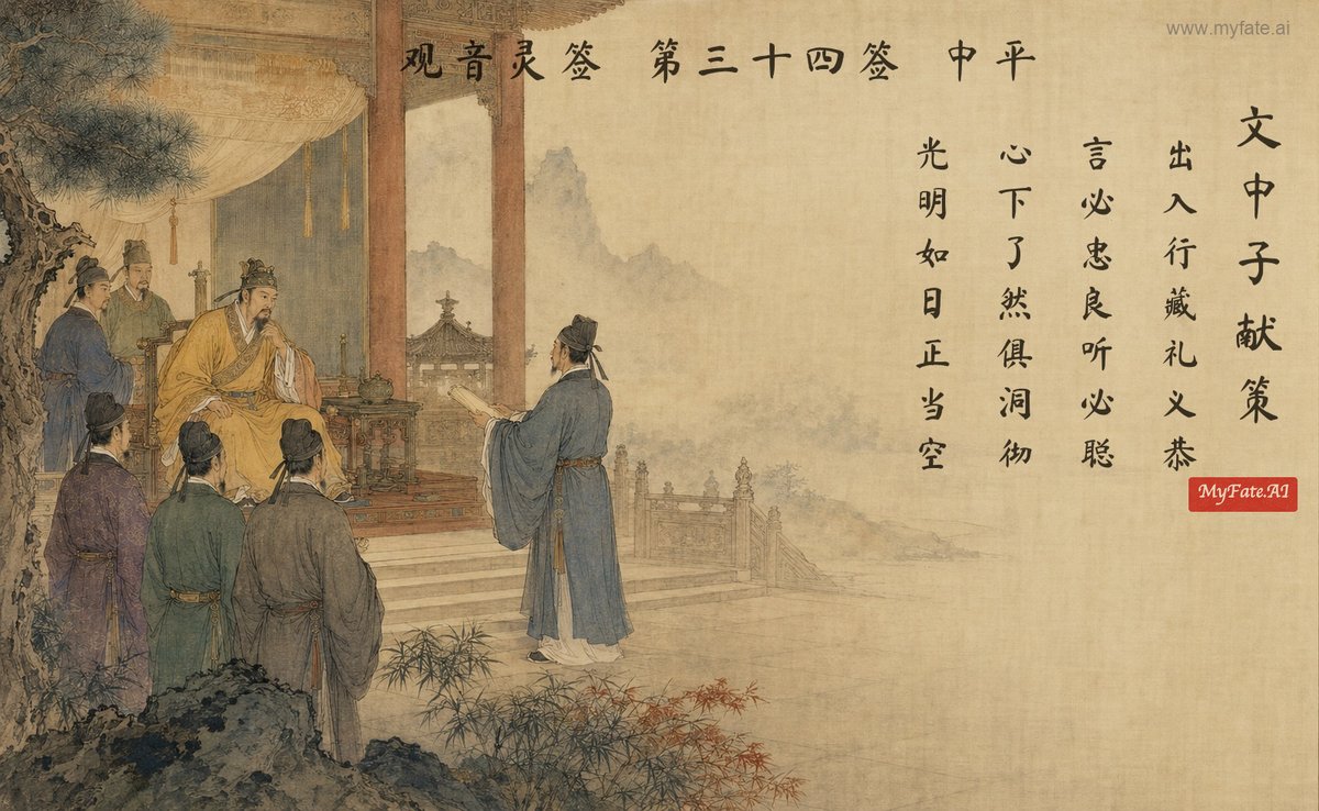 Wang Tong Offers His Counsel — illustration with Chinese inscription