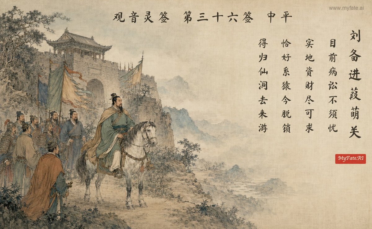 劉備、葭萌関に入る — 典故の挿絵（中国語の題字入り）