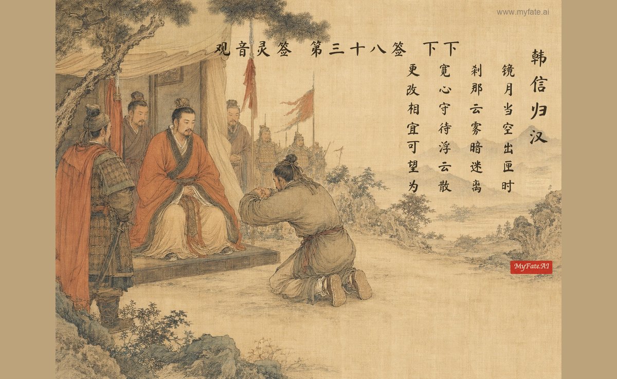 Han Xin Enters Liu Bang’s Service — illustration with Chinese inscription