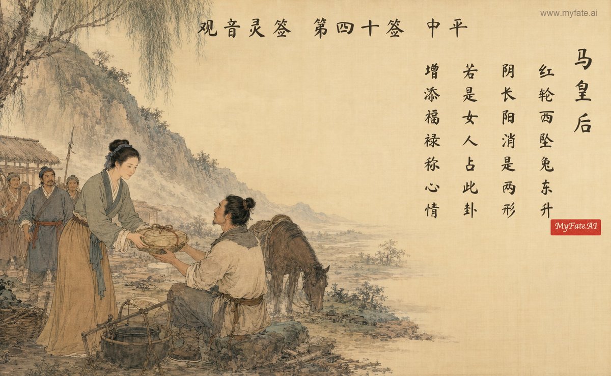 馬皇后 — 典故の挿絵(中国語の題字入り)