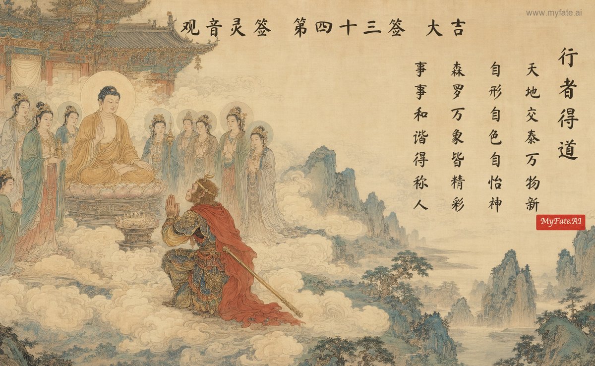 孫行者が悟りを開く — 典故の挿絵(中国語の題字入り)