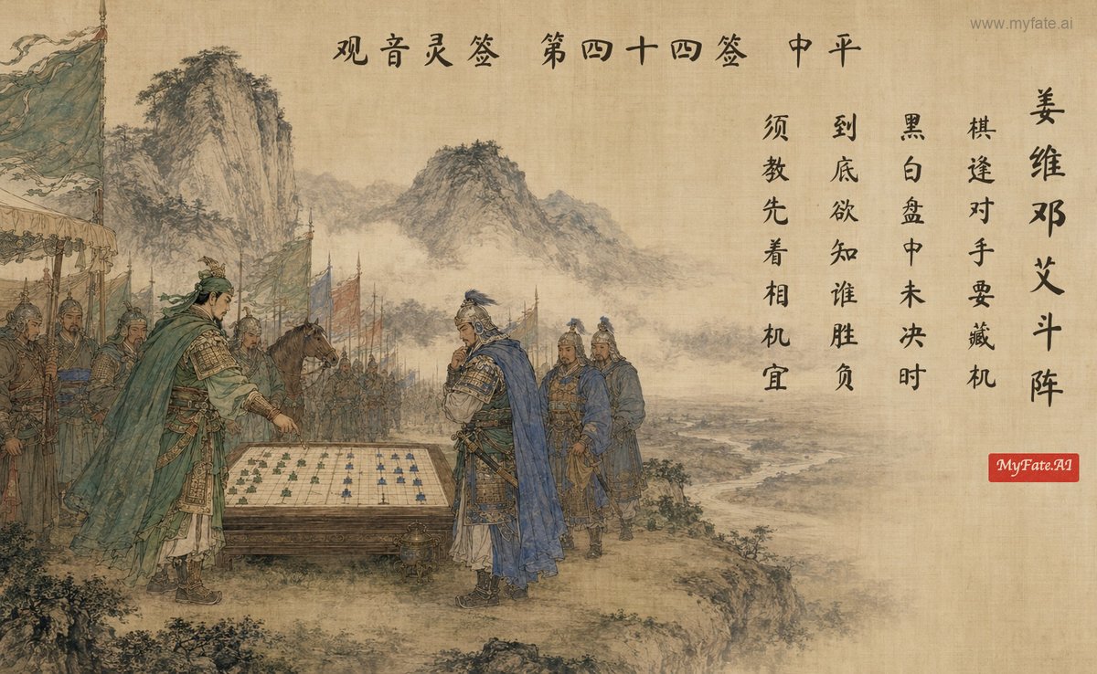 Jiang Wei and Deng Ai match formations — illustration with Chinese inscription