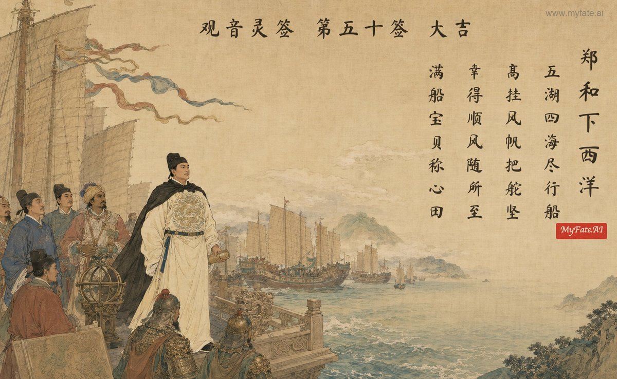 Zheng He’s Voyages to the Western Seas — illustration with Chinese inscription