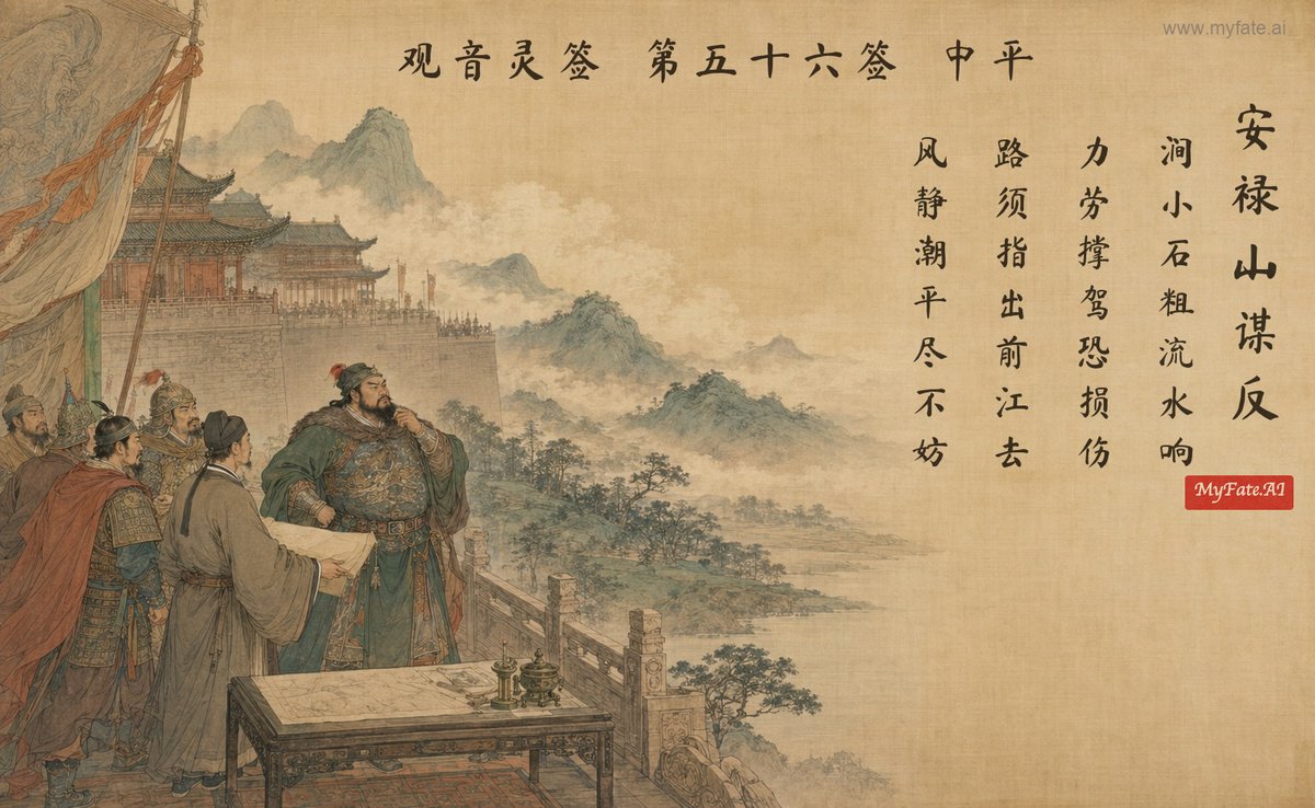 안녹산이 반란을 일으키다 — 전고 삽화(중국어 제자 포함)
