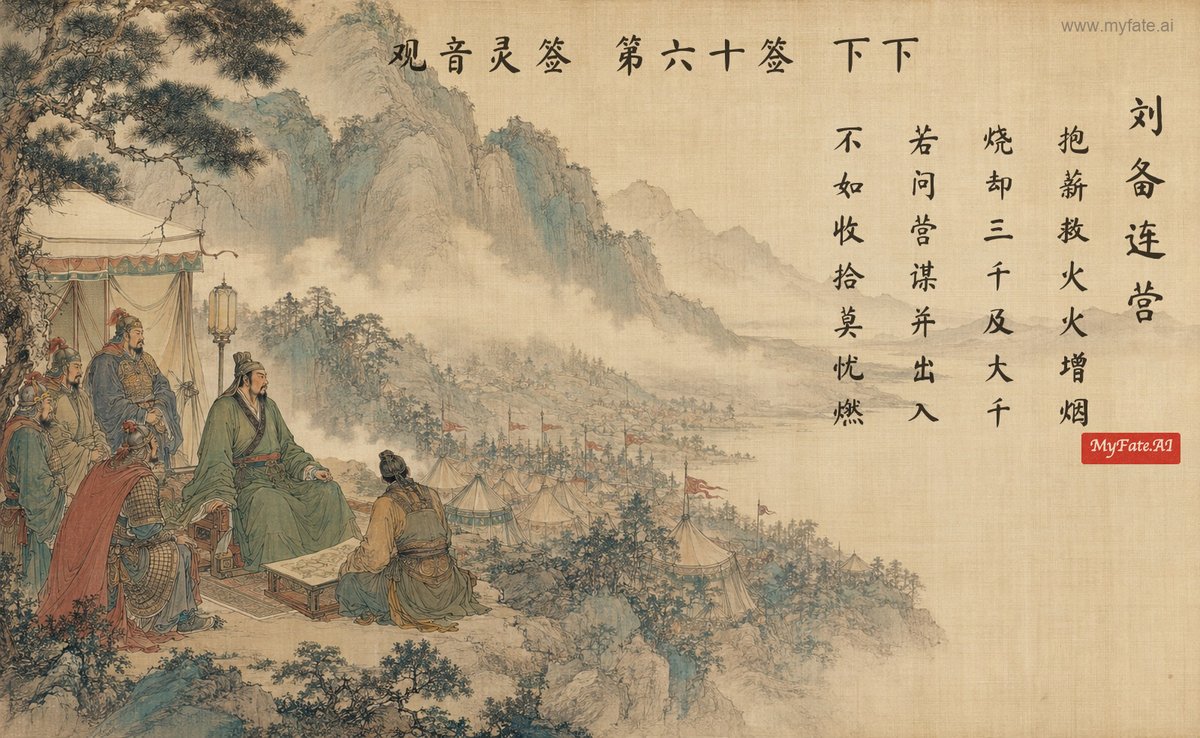 Liu Bei’s Camps Stretch for Seven Hundred Li — illustration with Chinese inscription