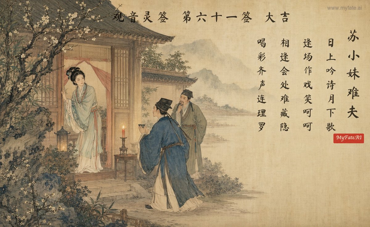 Su Xiaomei stumps her husband — illustration with Chinese inscription