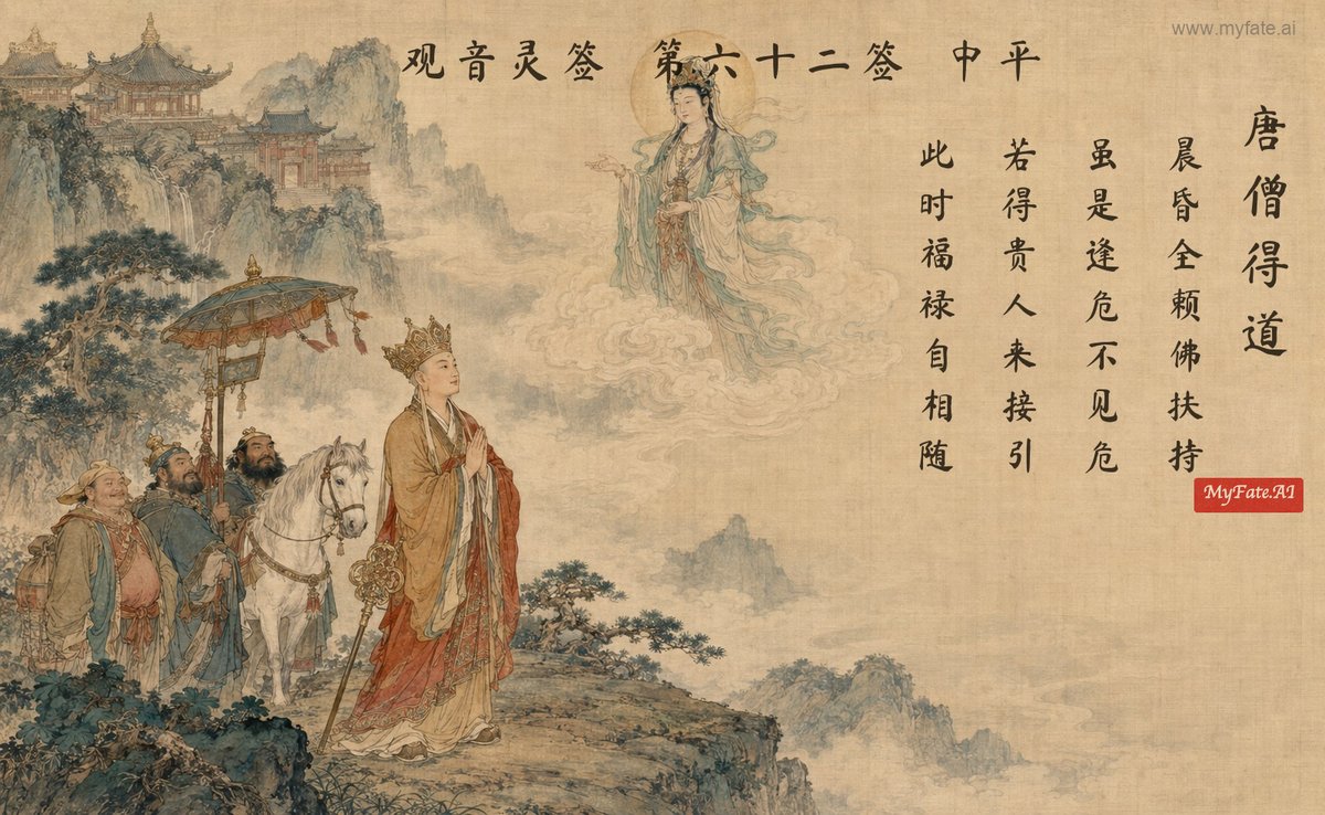 The Tang Monk attains enlightenment — illustration with Chinese inscription
