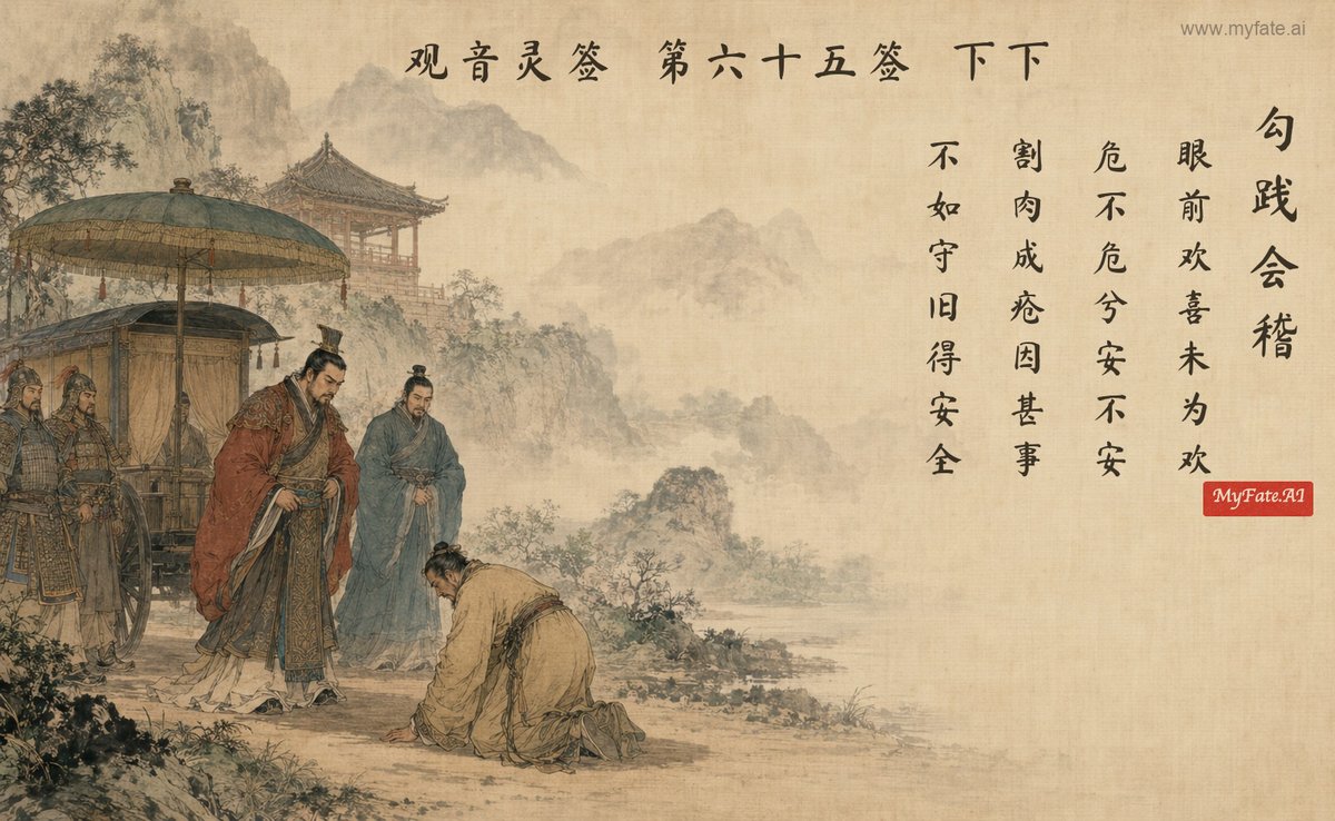 勾踐会稽 — 典故の挿絵(中国語の題字入り)