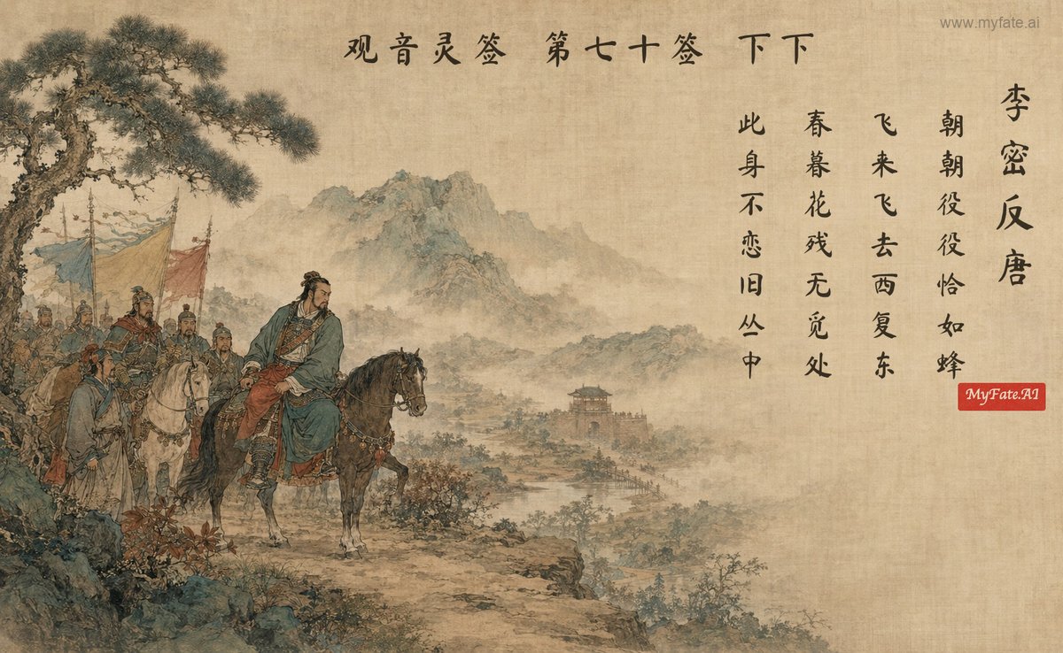 Li Mi rebels against the Tang — illustration with Chinese inscription