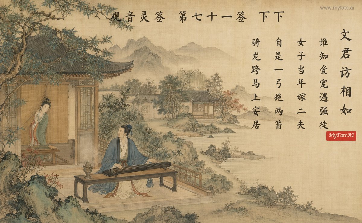 Wenjun visits Xiangru — illustration with Chinese inscription