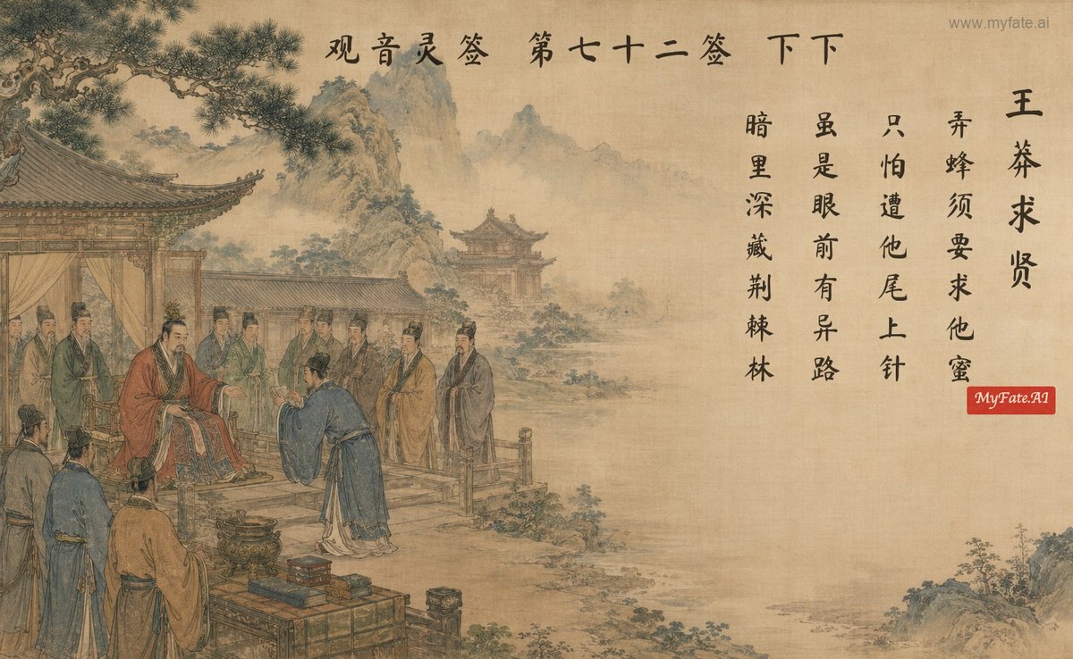 王莽、賢者を求める — 典故の挿絵（中国語の題字入り）