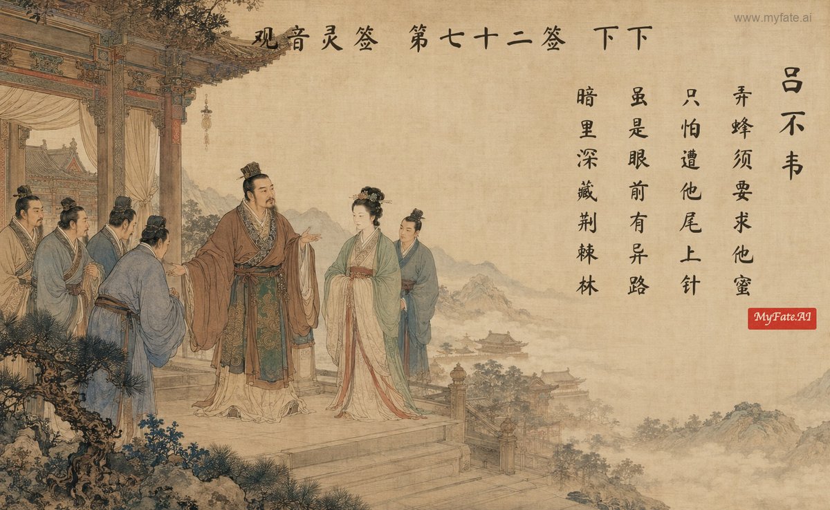 呂不韋 — 典故の挿絵（中国語の題字入り）