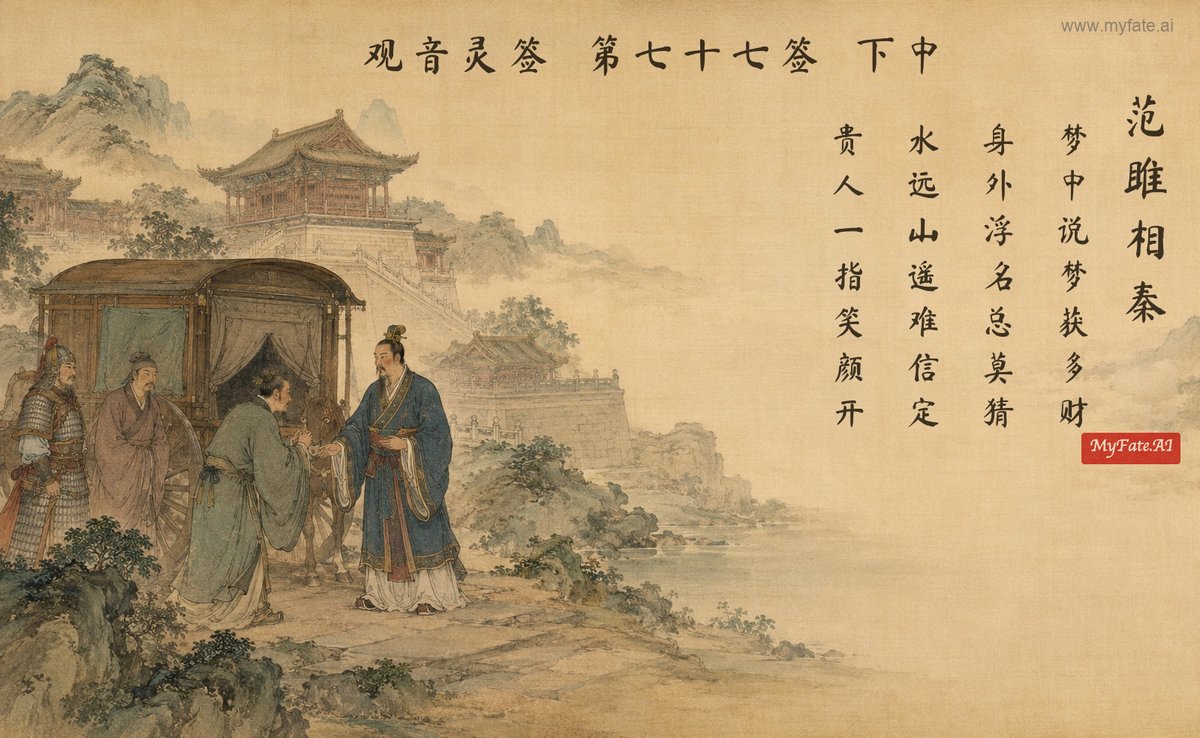 范雎、秦の宰相となる — 典故の挿絵（中国語の題字入り）