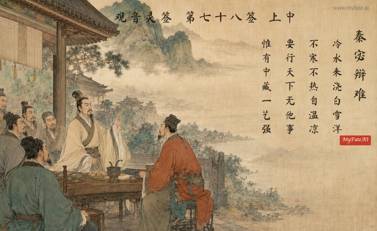Qin Mi’s Debate — illustration with Chinese inscription