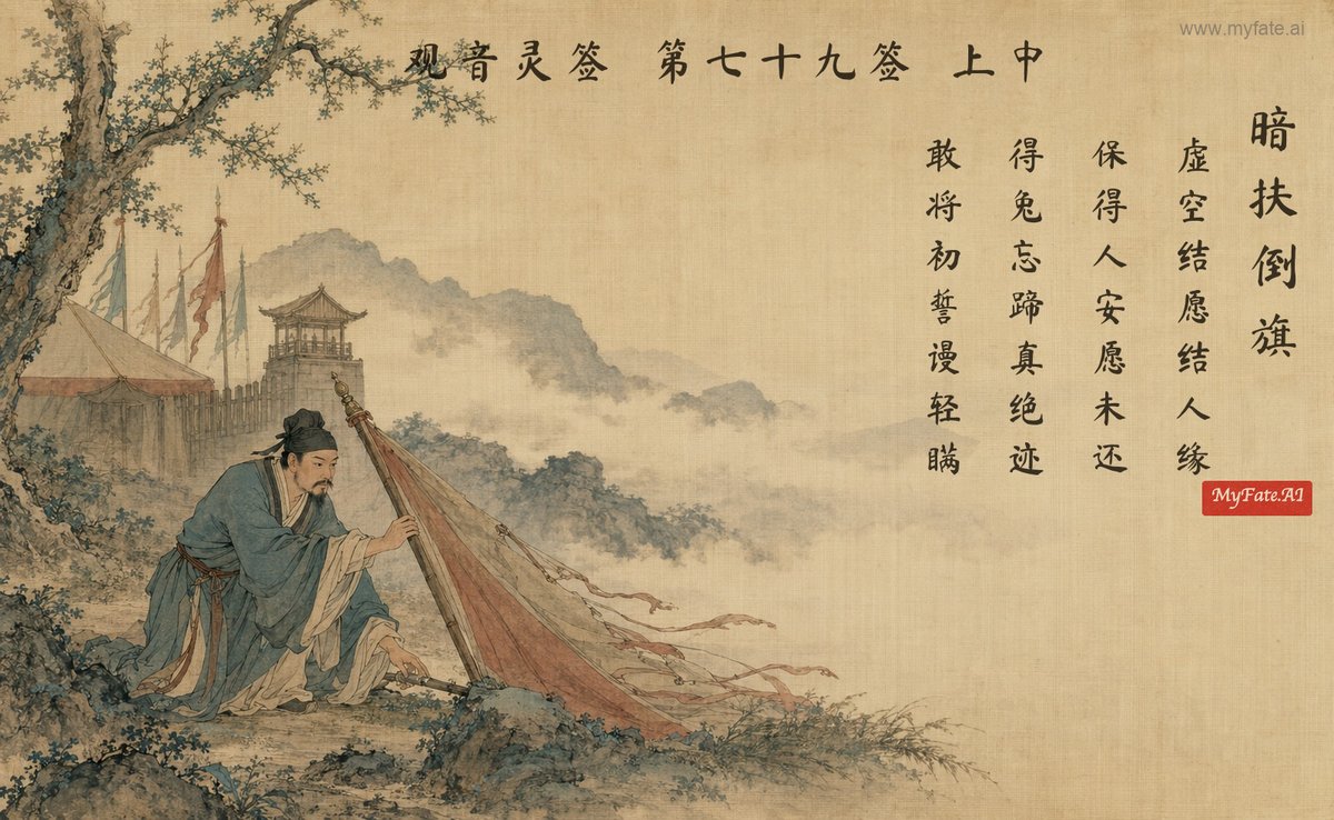 쓰러진 깃발을 몰래 붙들어 세우다 — 전고 삽화(중국어 제자 포함)