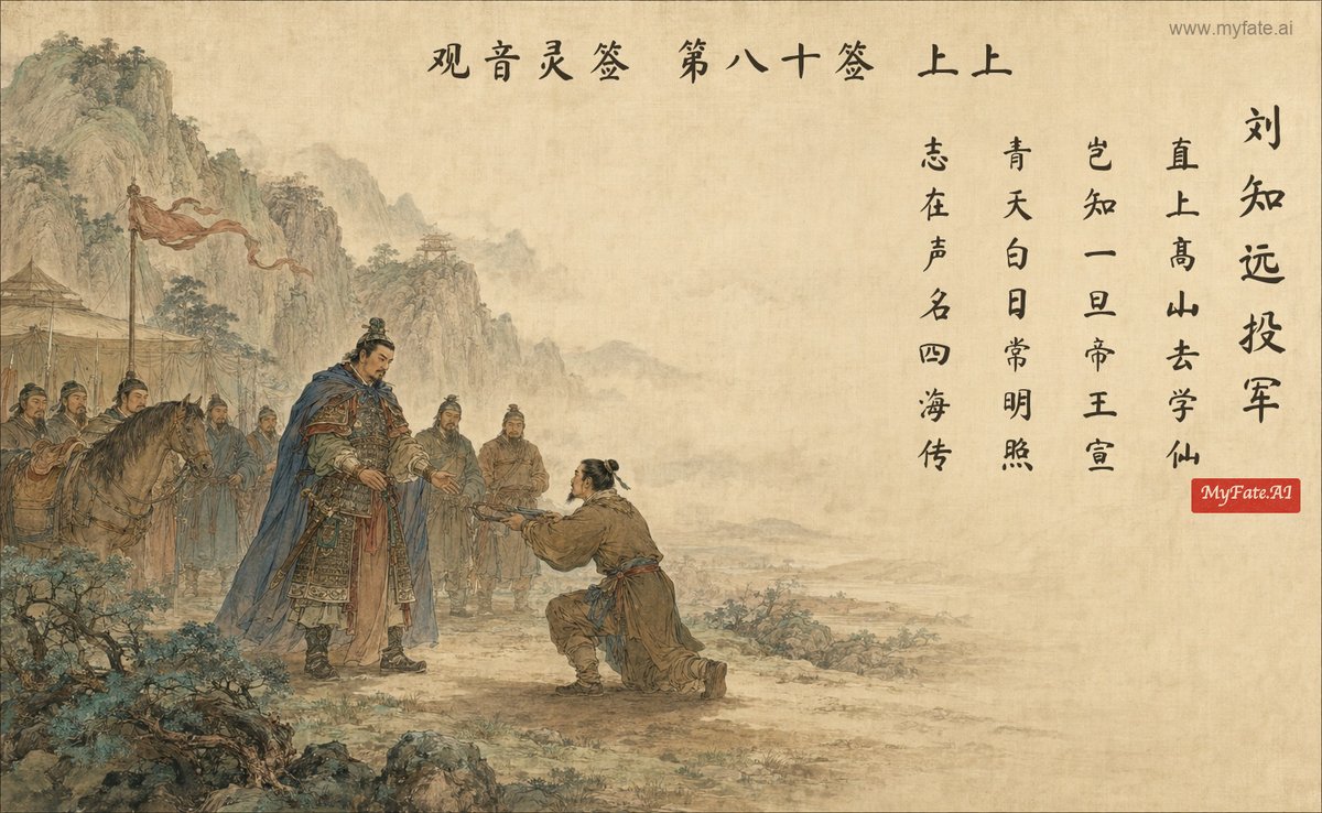 Liu Zhiyuan enlists — illustration with Chinese inscription
