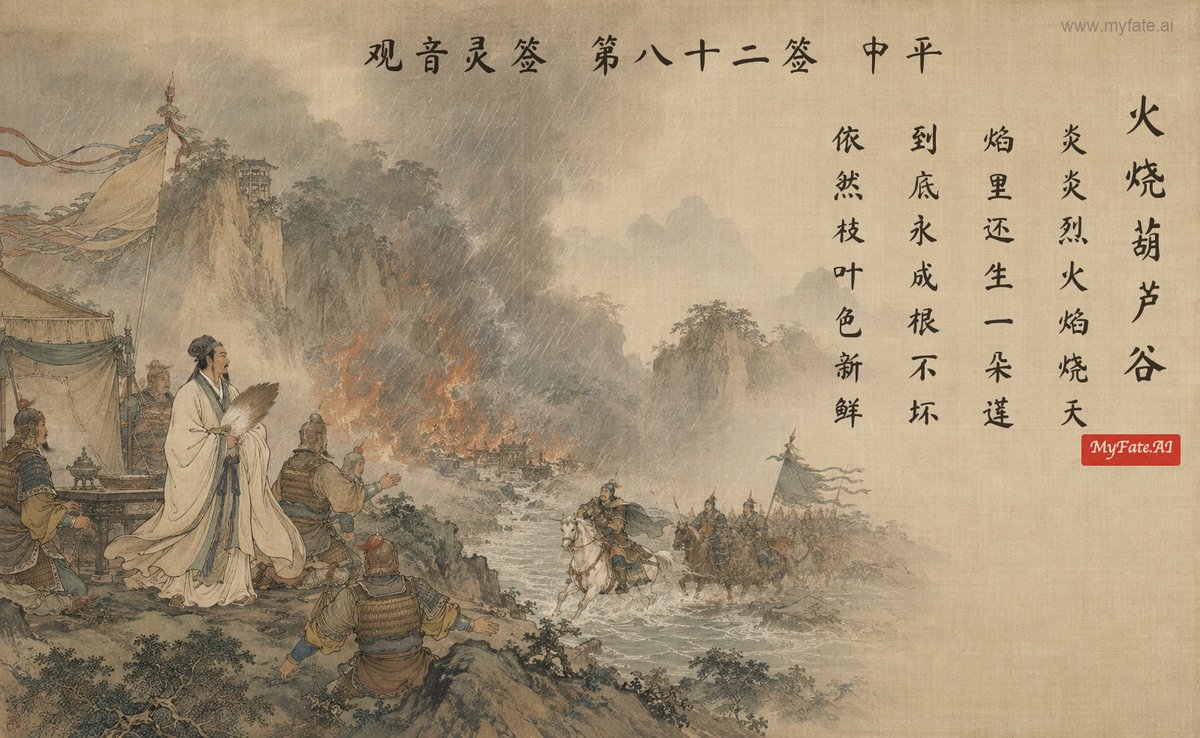 Gourd Valley set ablaze — illustration with Chinese inscription