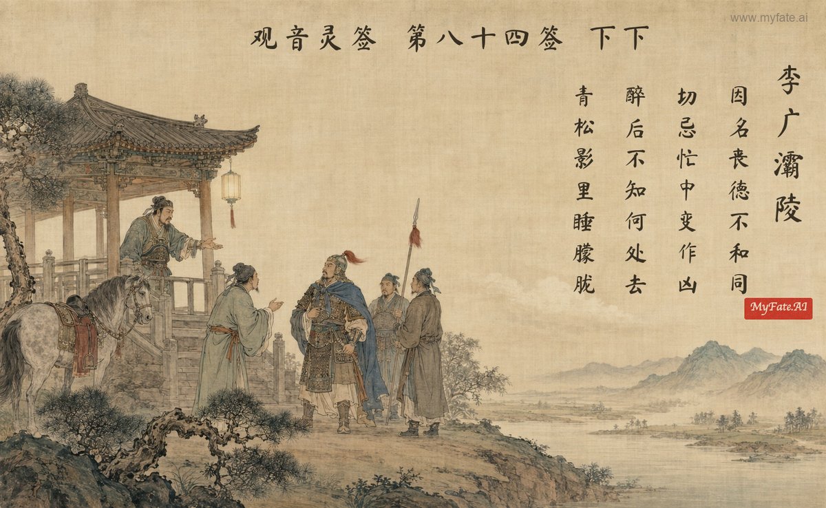 Li Guang at Baling — illustration with Chinese inscription