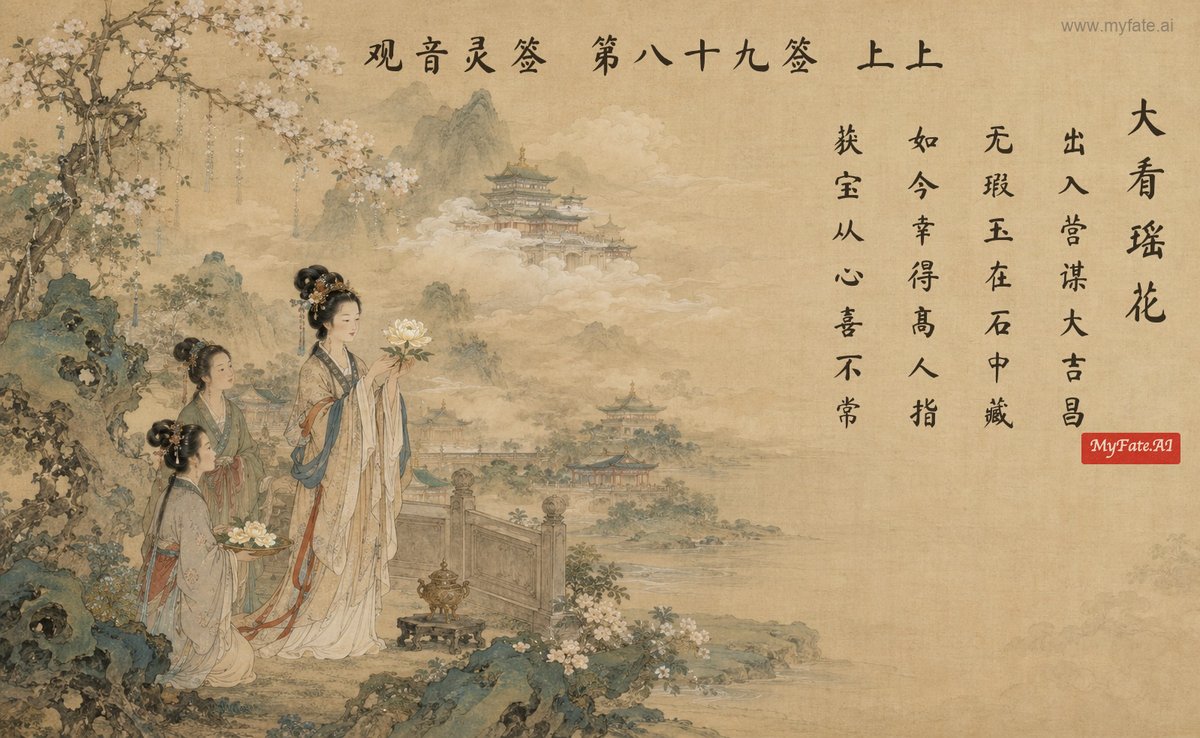 Grand viewing of jade blossoms — illustration with Chinese inscription