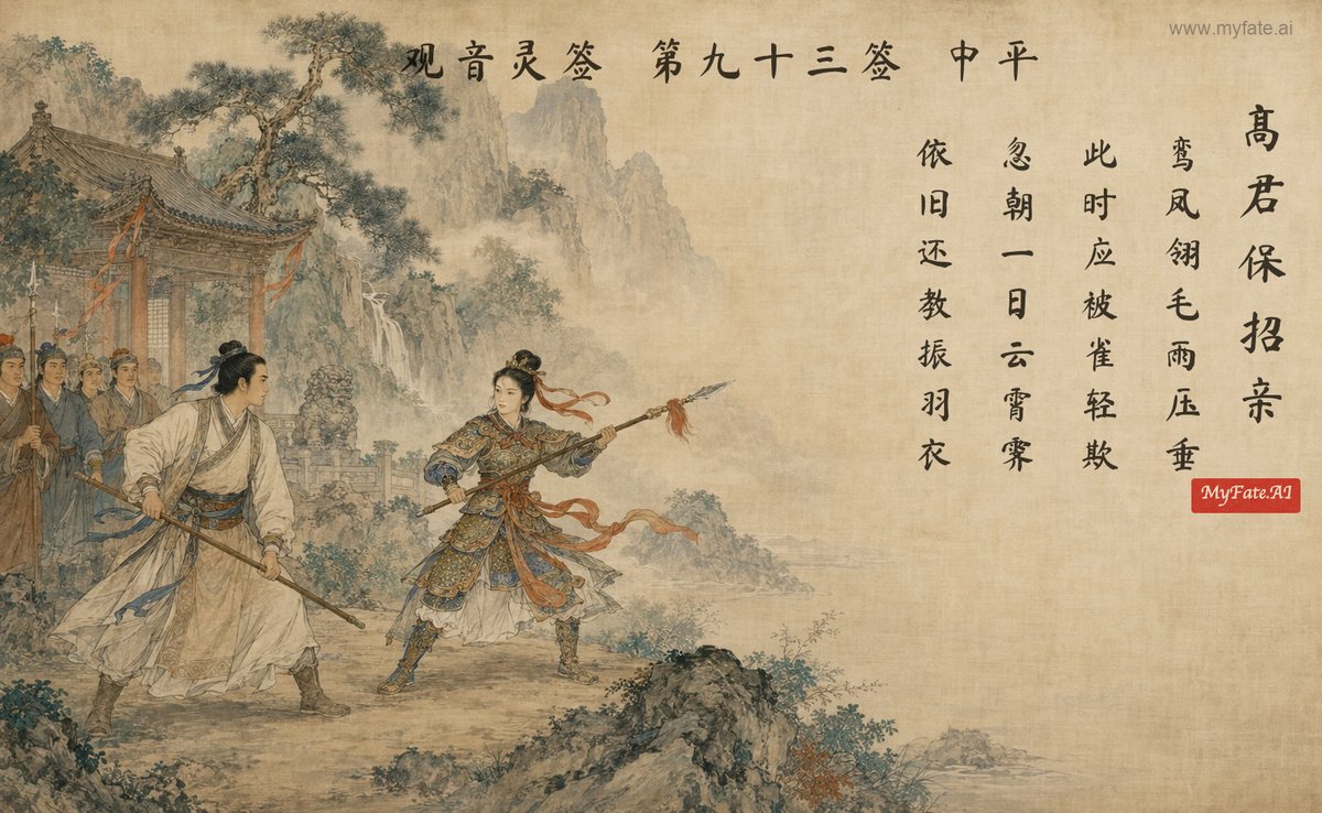 Gao Junbao wins a bride — illustration with Chinese inscription