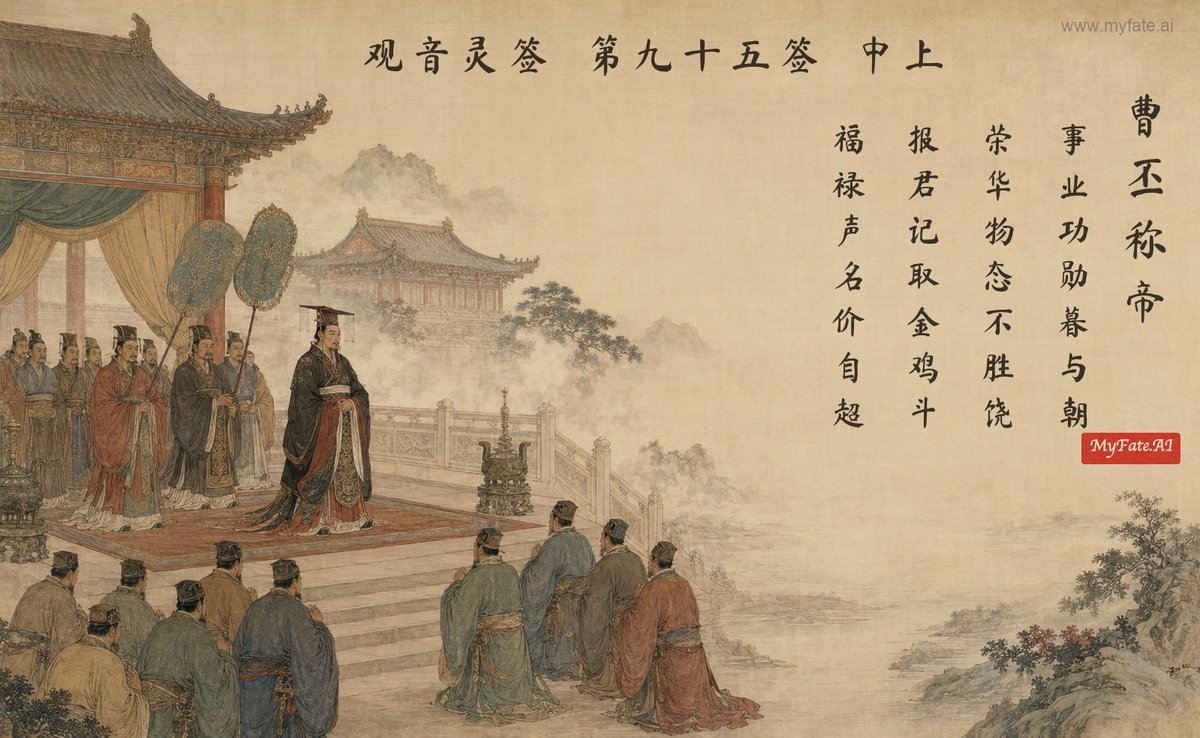 Cao Pi proclaims himself emperor — illustration with Chinese inscription