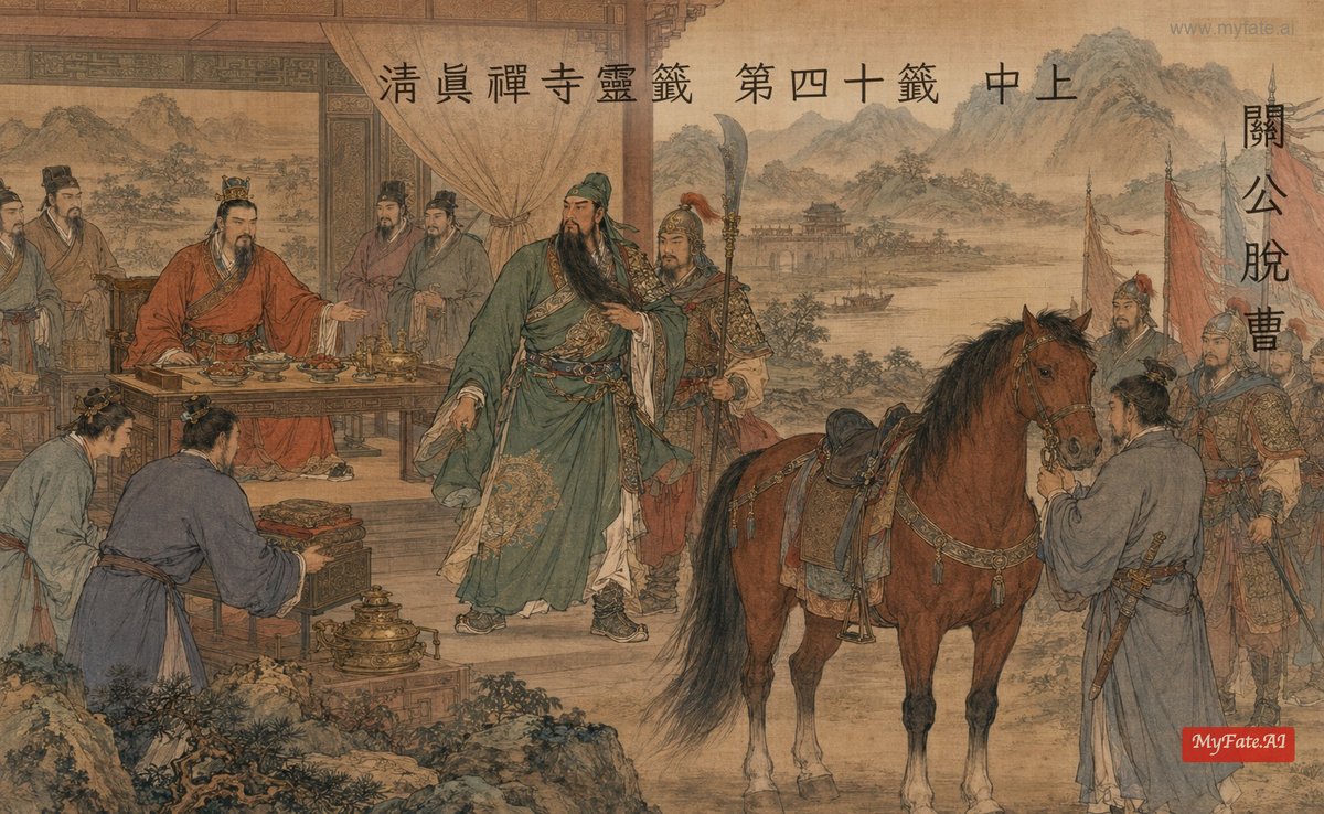 關公脫曹 典故插圖